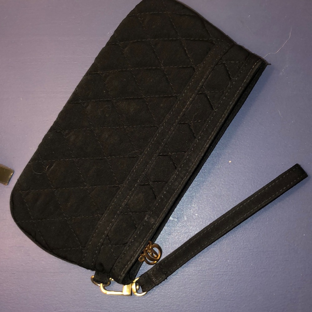 Vera Bradley quilted black clutch
